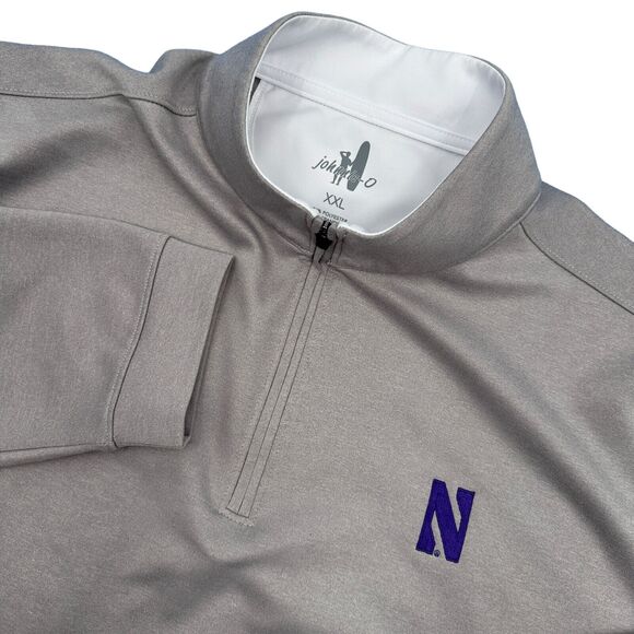 Johnnie-O Sweater Men's 2XL Gray Northwestern Diaz‎ Casual Golf 1/4 Zip Pullover - Picture 1 of 9
